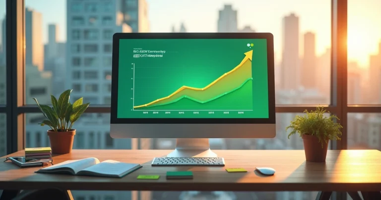 Ilustração de conteúdo evergreen gerando crescimento constante em SEO