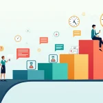 Funil de vendas abstrato com cartões atrasados cercados por relogios e alertas visuais